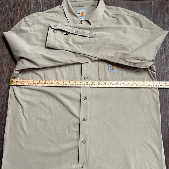 Carhartt Flame Resistant FR MasTec Work Shirt Long Sleeve Tan‎ Mens - Picture 16 of 16